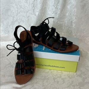 City Classified Black Gladiator Sandals